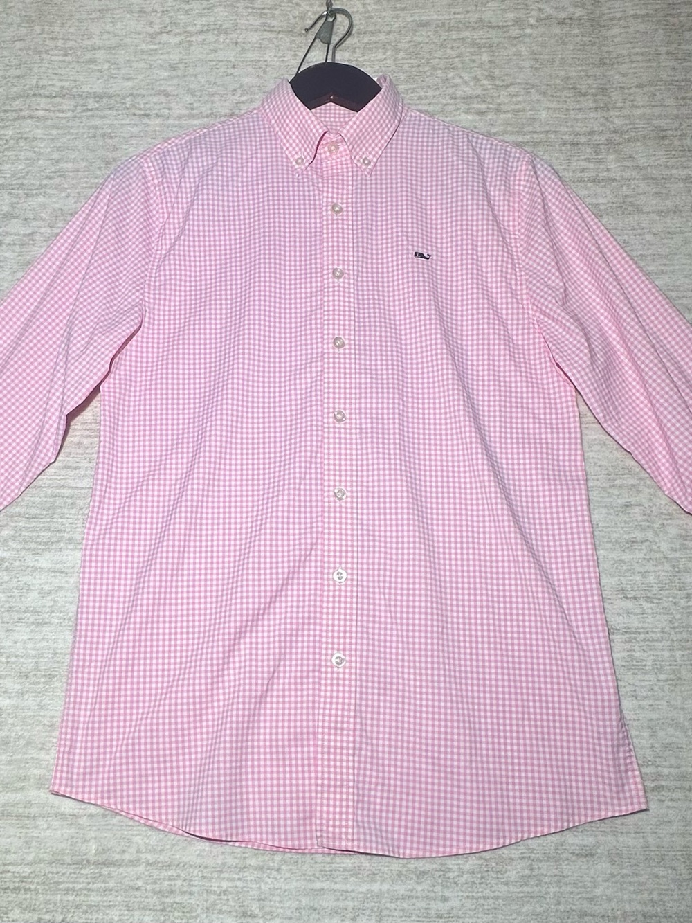 Kids Vineyard Vines Pink Gingham Button-Down Shirt with Whale Logo